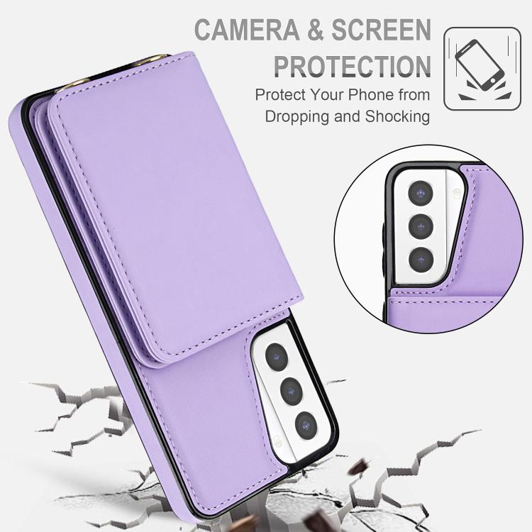 For Samsung Galaxy S21+ 5G Crossbody Dual-buckle Wallet RFID Back Leather Phone Case