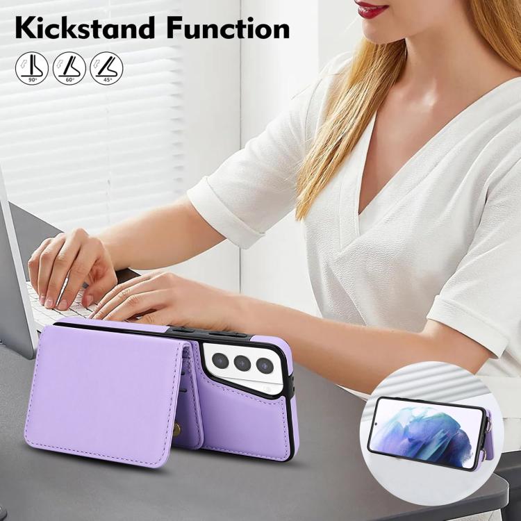 For Samsung Galaxy S21+ 5G Crossbody Dual-buckle Wallet RFID Back Leather Phone Case