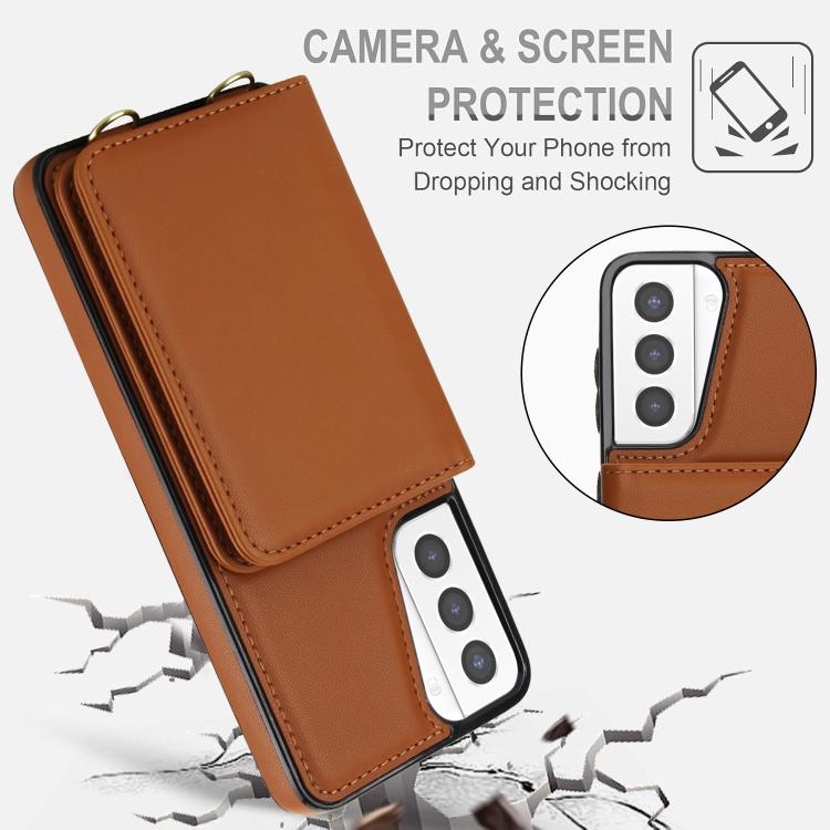 For Samsung Galaxy S21+ 5G Crossbody Dual-buckle Wallet RFID Back Leather Phone Case