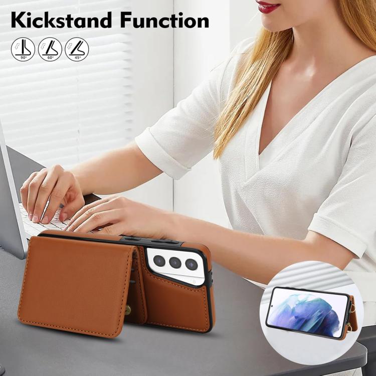 For Samsung Galaxy S21+ 5G Crossbody Dual-buckle Wallet RFID Back Leather Phone Case