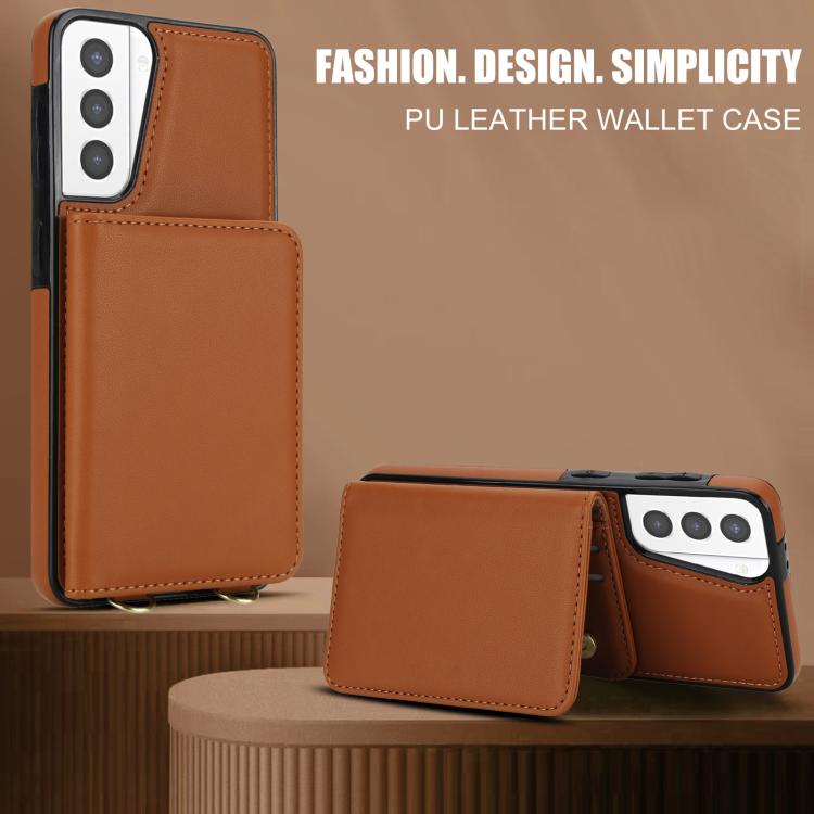 For Samsung Galaxy S21+ 5G Crossbody Dual-buckle Wallet RFID Back Leather Phone Case