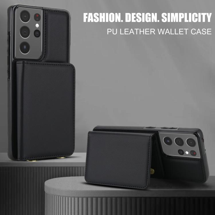 For Samsung Galaxy S21 Ultra 5G Crossbody Dual-buckle Wallet RFID Back Leather Phone Case