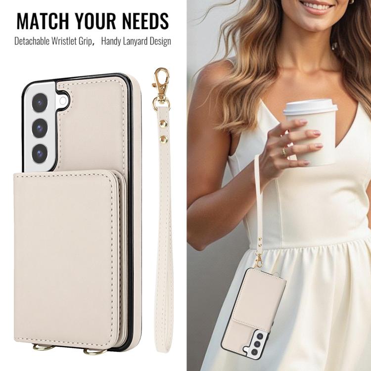 For Samsung Galaxy S21 FE 5G Crossbody Dual-buckle Wallet RFID Back Leather Phone Case