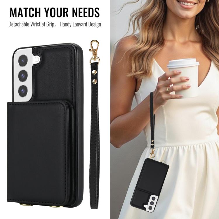 For Samsung Galaxy S21 FE 5G Crossbody Dual-buckle Wallet RFID Back Leather Phone Case