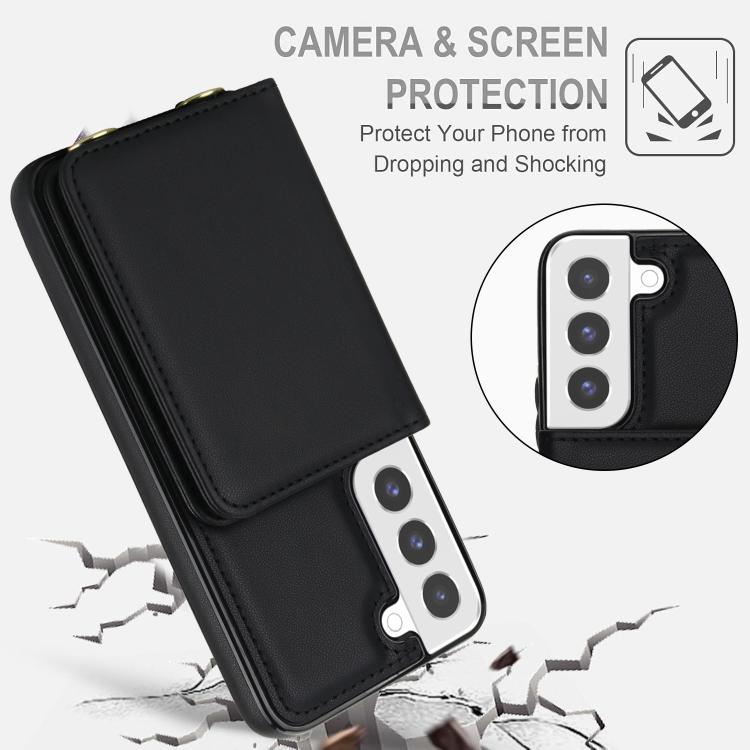 For Samsung Galaxy S21 FE 5G Crossbody Dual-buckle Wallet RFID Back Leather Phone Case