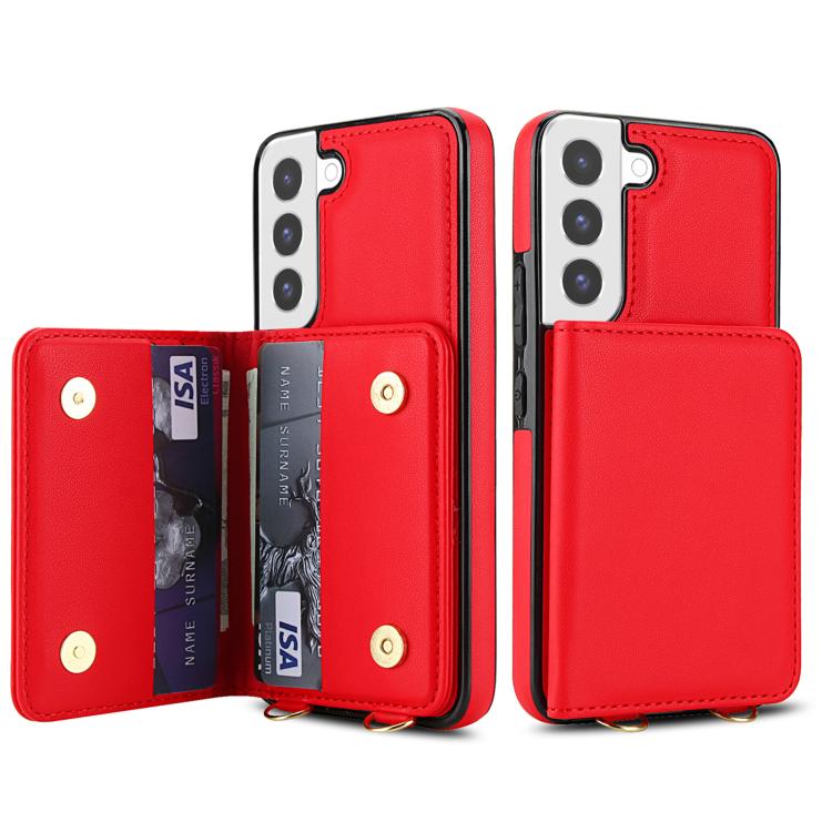 For Samsung Galaxy S21 FE 5G Crossbody Dual-buckle Wallet RFID Back Leather Phone Case
