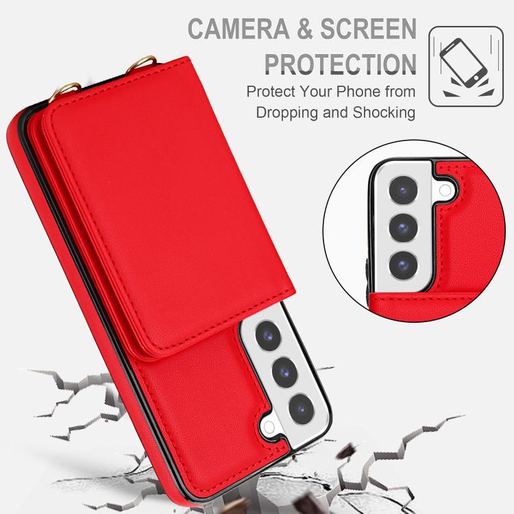 For Samsung Galaxy S21 FE 5G Crossbody Dual-buckle Wallet RFID Back Leather Phone Case