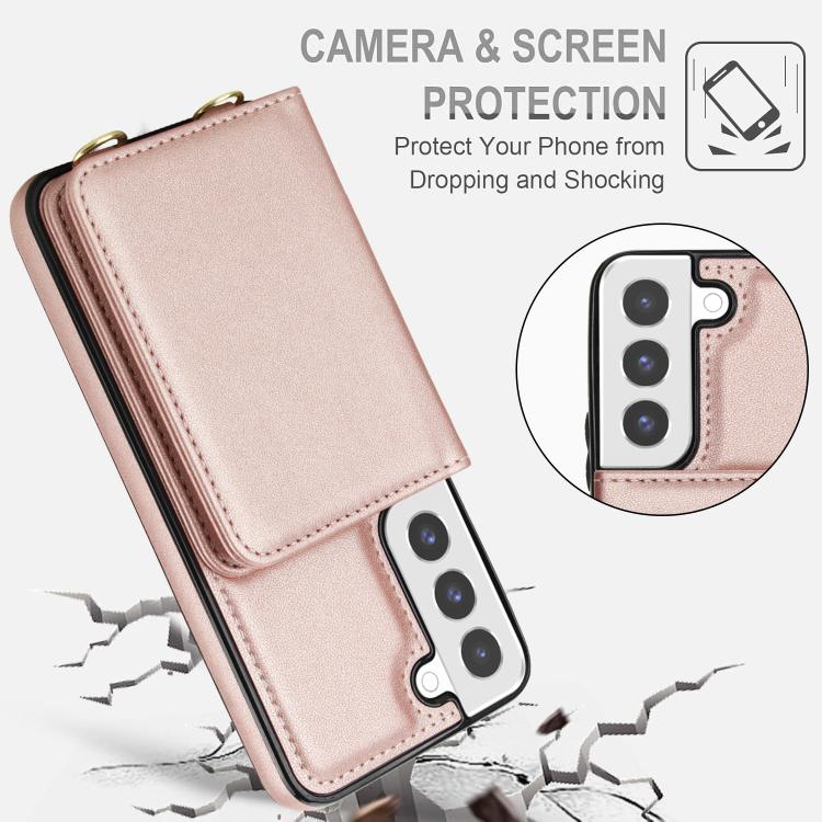 For Samsung Galaxy S21 FE 5G Crossbody Dual-buckle Wallet RFID Back Leather Phone Case