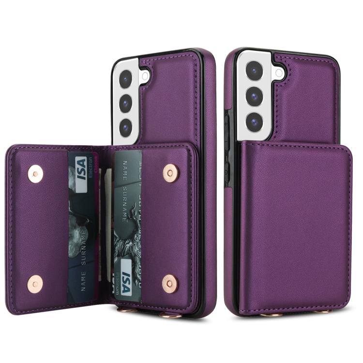 For Samsung Galaxy S21 FE 5G Crossbody Dual-buckle Wallet RFID Back Leather Phone Case