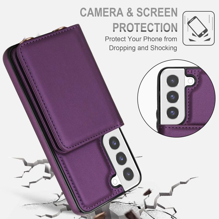 For Samsung Galaxy S21 FE 5G Crossbody Dual-buckle Wallet RFID Back Leather Phone Case