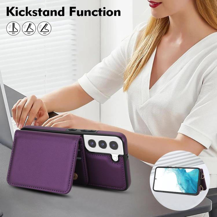 For Samsung Galaxy S21 FE 5G Crossbody Dual-buckle Wallet RFID Back Leather Phone Case