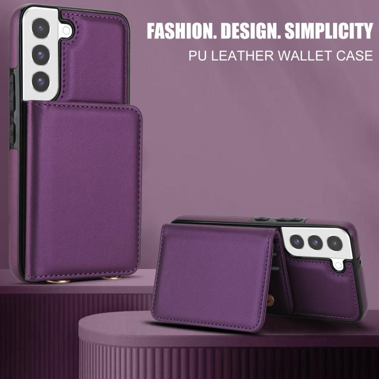 For Samsung Galaxy S21 FE 5G Crossbody Dual-buckle Wallet RFID Back Leather Phone Case