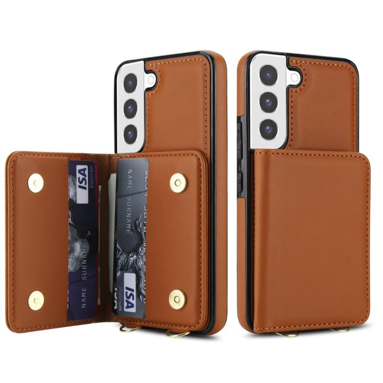 For Samsung Galaxy S21 FE 5G Crossbody Dual-buckle Wallet RFID Back Leather Phone Case