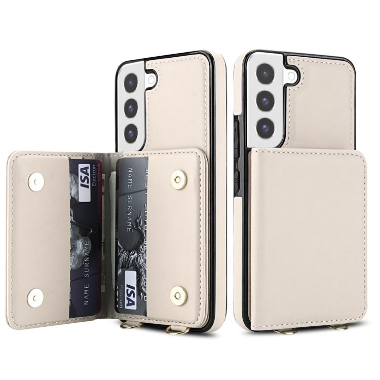For Samsung Galaxy S22 5G Crossbody Dual-buckle Wallet RFID Back Leather Phone Case