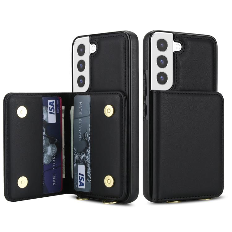 For Samsung Galaxy S22 5G Crossbody Dual-buckle Wallet RFID Back Leather Phone Case