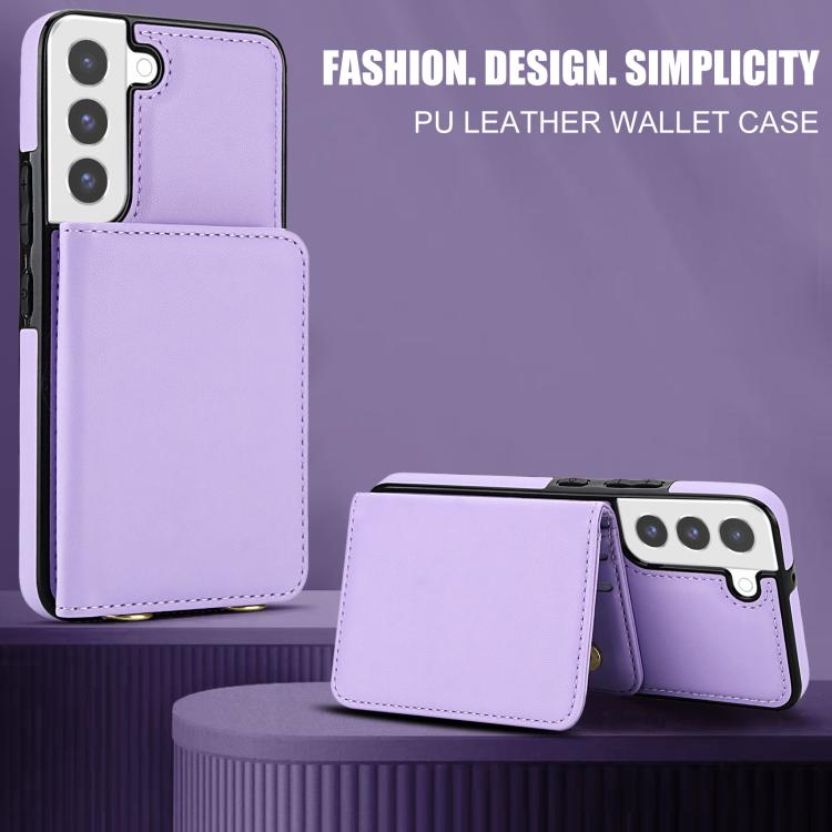 For Samsung Galaxy S22 5G Crossbody Dual-buckle Wallet RFID Back Leather Phone Case