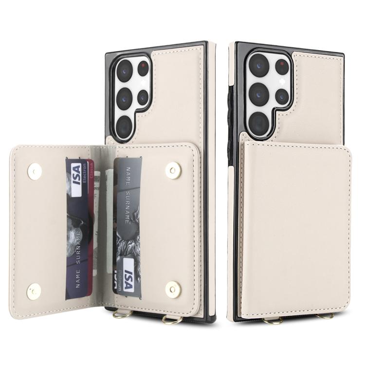For Samsung Galaxy S22 Ultra 5G Crossbody Dual-buckle Wallet RFID Back Leather Phone Case