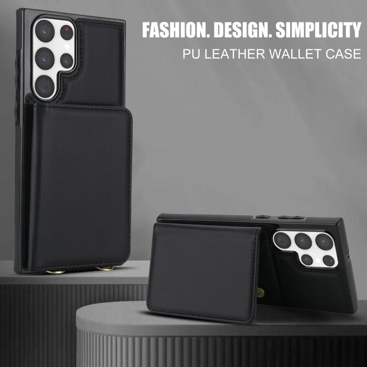 For Samsung Galaxy S22 Ultra 5G Crossbody Dual-buckle Wallet RFID Back Leather Phone Case