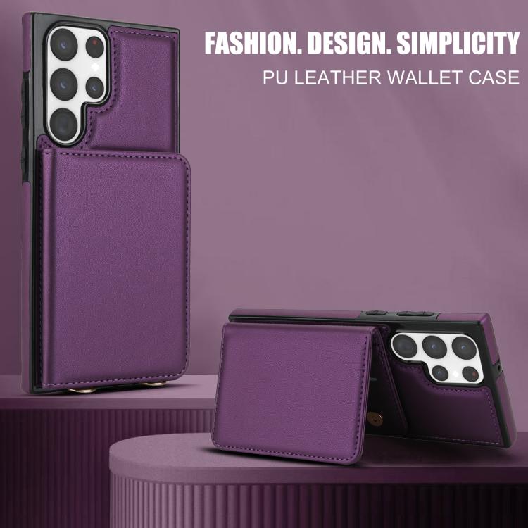 For Samsung Galaxy S22 Ultra 5G Crossbody Dual-buckle Wallet RFID Back Leather Phone Case