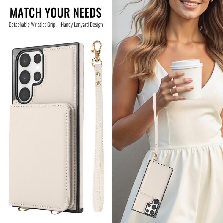For Samsung Galaxy S23 Ultra 5G Crossbody Dual-buckle Wallet RFID Back Leather Phone Case