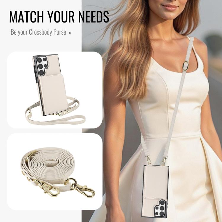 For Samsung Galaxy S23 Ultra 5G Crossbody Dual-buckle Wallet RFID Back Leather Phone Case