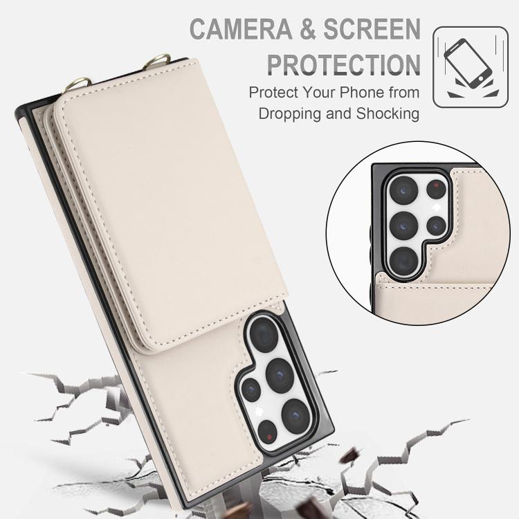 For Samsung Galaxy S23 Ultra 5G Crossbody Dual-buckle Wallet RFID Back Leather Phone Case