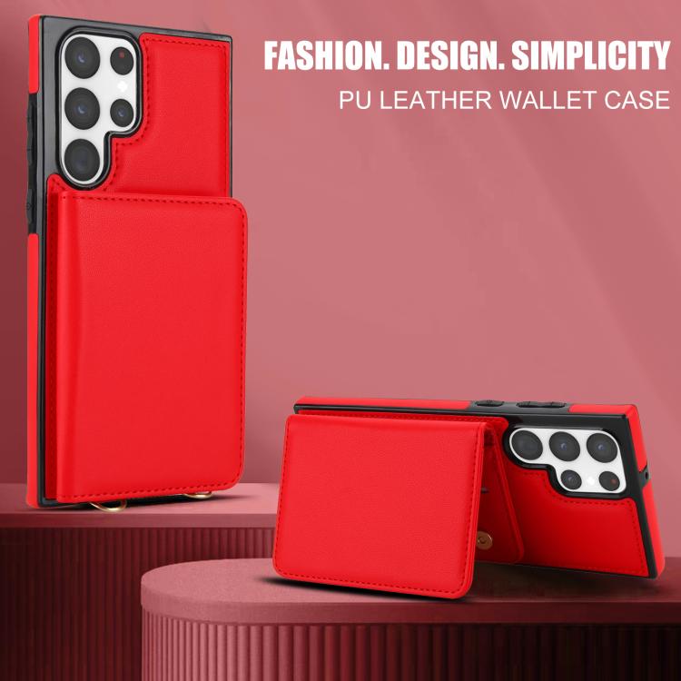 For Samsung Galaxy S23 Ultra 5G Crossbody Dual-buckle Wallet RFID Back Leather Phone Case