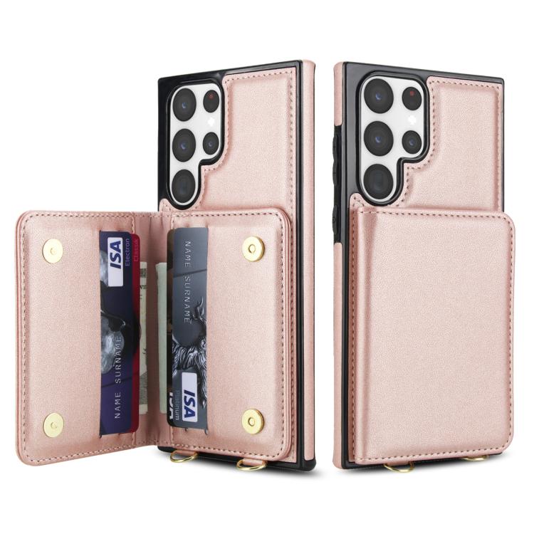 For Samsung Galaxy S23 Ultra 5G Crossbody Dual-buckle Wallet RFID Back Leather Phone Case