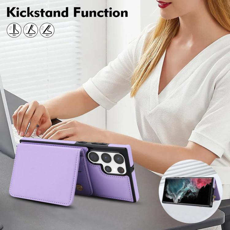 For Samsung Galaxy S23 Ultra 5G Crossbody Dual-buckle Wallet RFID Back Leather Phone Case