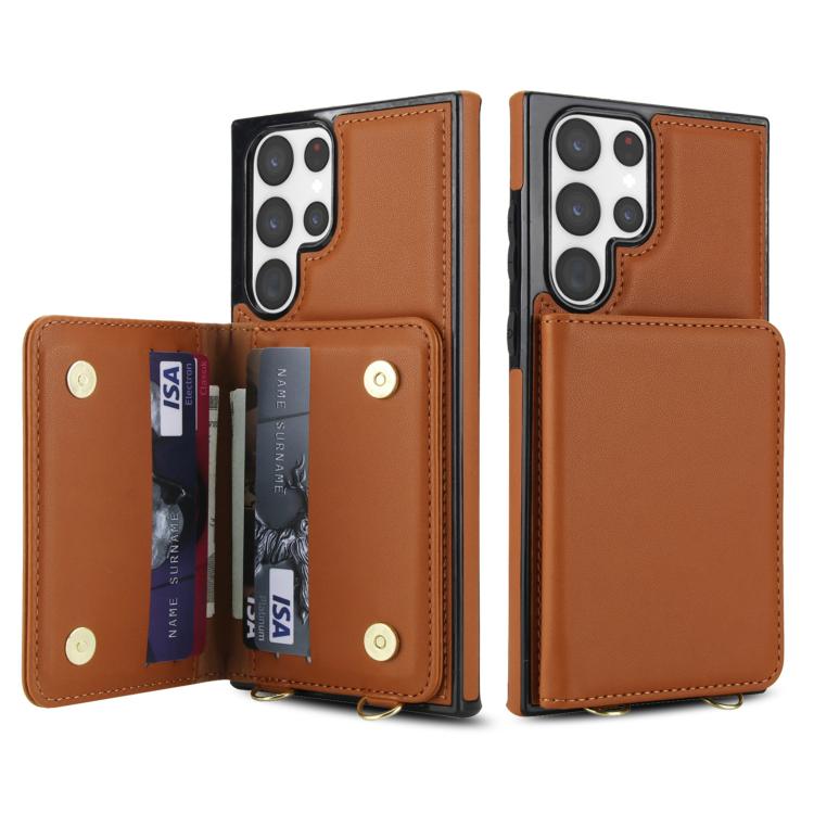 For Samsung Galaxy S23 Ultra 5G Crossbody Dual-buckle Wallet RFID Back Leather Phone Case
