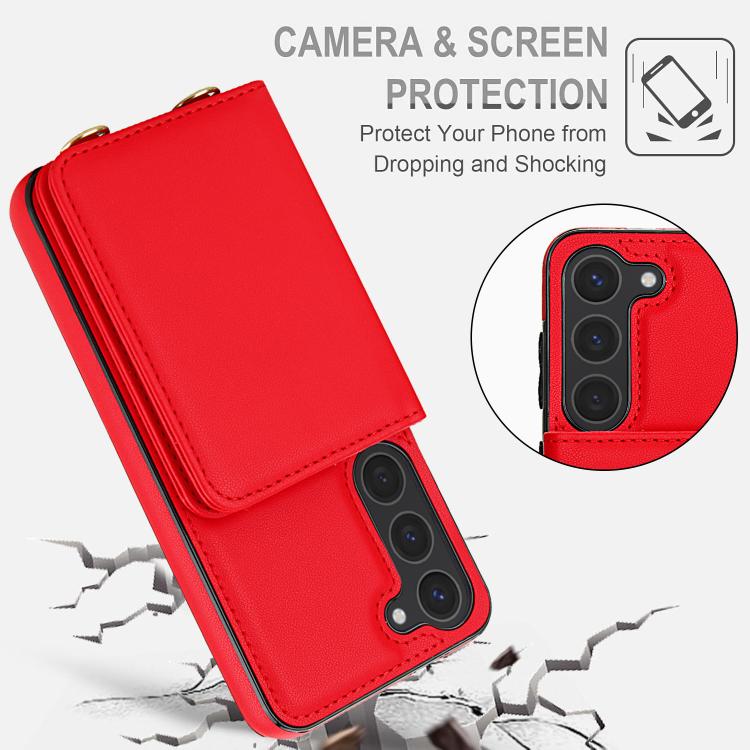 For Samsung Galaxy S23 5G Crossbody Dual-buckle Wallet RFID Back Leather Phone Case