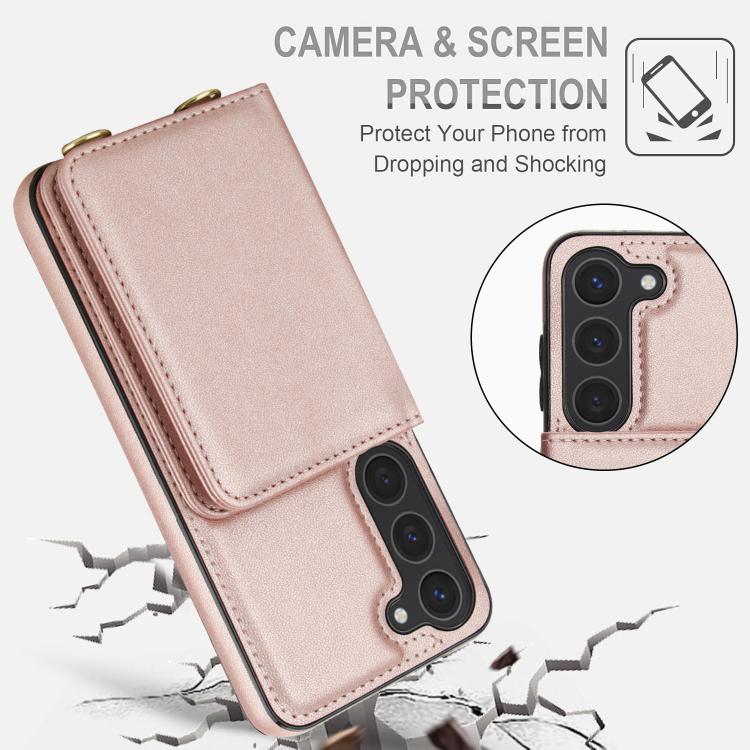 For Samsung Galaxy S23 5G Crossbody Dual-buckle Wallet RFID Back Leather Phone Case
