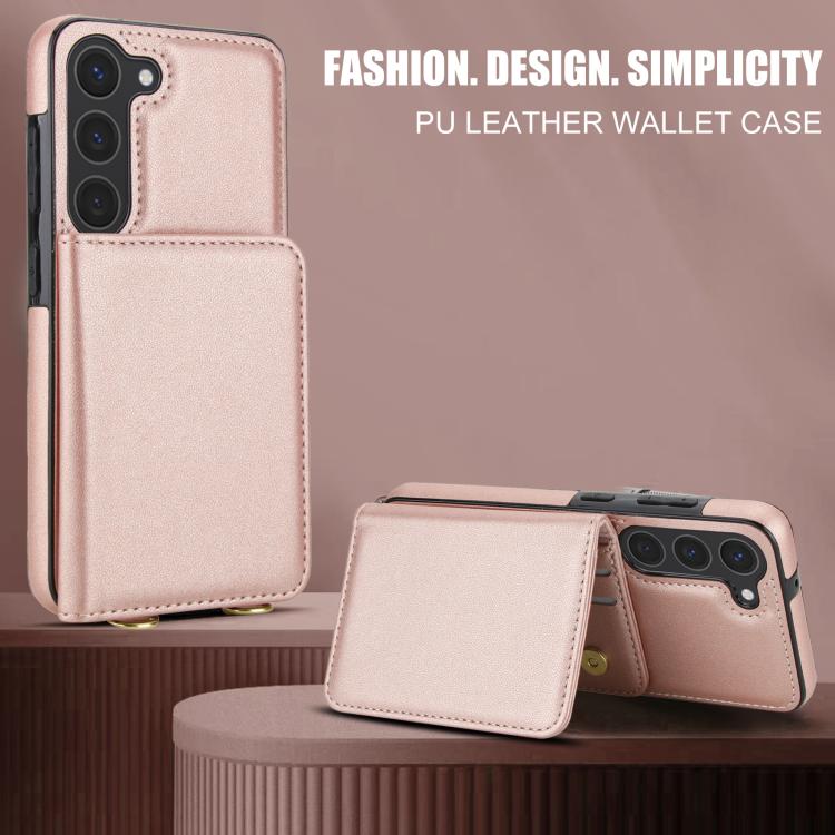 For Samsung Galaxy S23+ 5G Crossbody Dual-buckle Wallet RFID Back Leather Phone Case