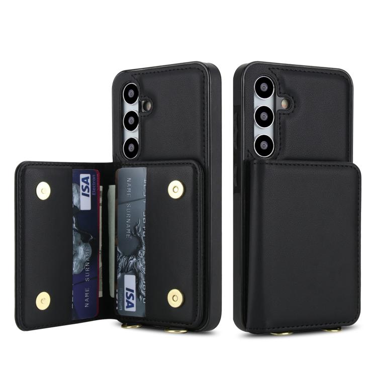 For Samsung Galaxy S24 5G Crossbody Dual-buckle Wallet RFID Back Leather Phone Case