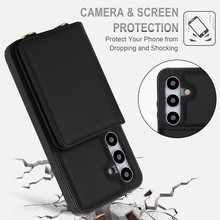 For Samsung Galaxy S24 5G Crossbody Dual-buckle Wallet RFID Back Leather Phone Case