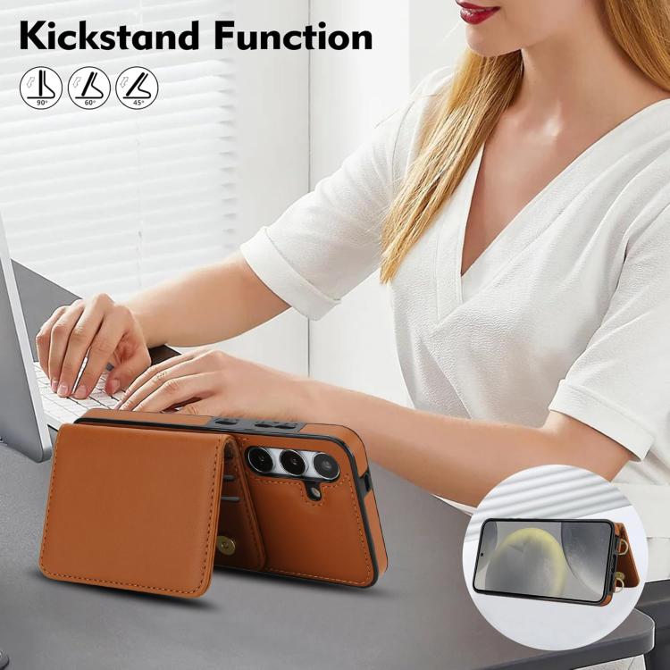 For Samsung Galaxy S24 5G Crossbody Dual-buckle Wallet RFID Back Leather Phone Case