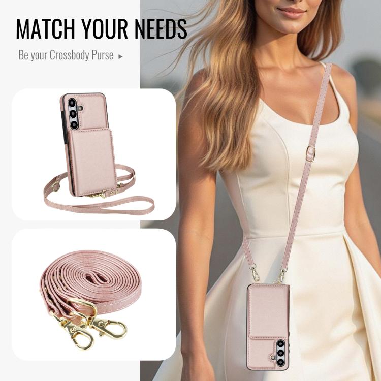 For Samsung Galaxy S24 FE 5G Crossbody Dual-buckle Wallet RFID Back Leather Phone Case