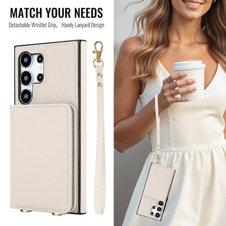 For Samsung Galaxy S24 Ultra 5G Crossbody Dual-buckle Wallet RFID Back Leather Phone Case