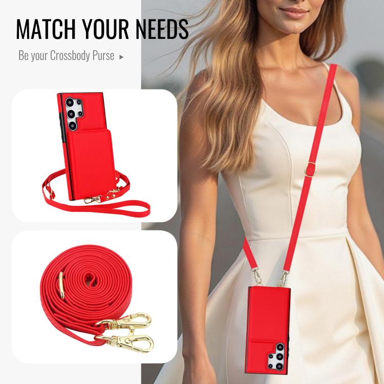 For Samsung Galaxy S24 Ultra 5G Crossbody Dual-buckle Wallet RFID Back Leather Phone Case