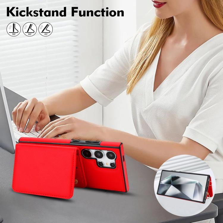 For Samsung Galaxy S24 Ultra 5G Crossbody Dual-buckle Wallet RFID Back Leather Phone Case