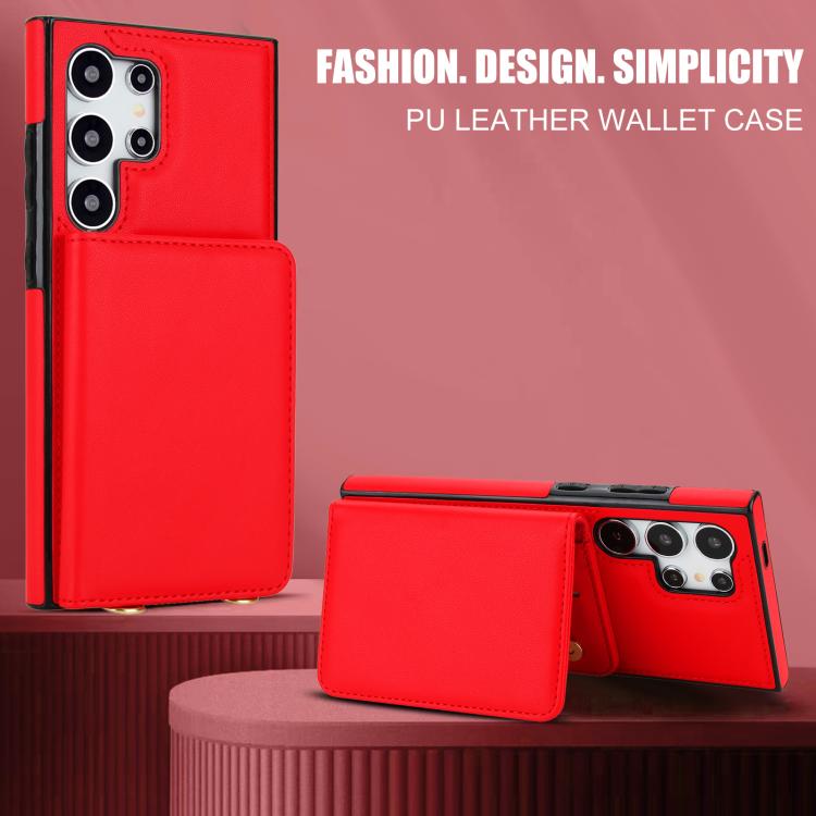For Samsung Galaxy S24 Ultra 5G Crossbody Dual-buckle Wallet RFID Back Leather Phone Case