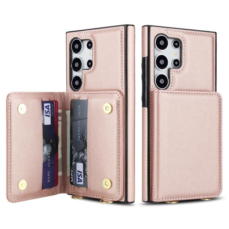 For Samsung Galaxy S24 Ultra 5G Crossbody Dual-buckle Wallet RFID Back Leather Phone Case