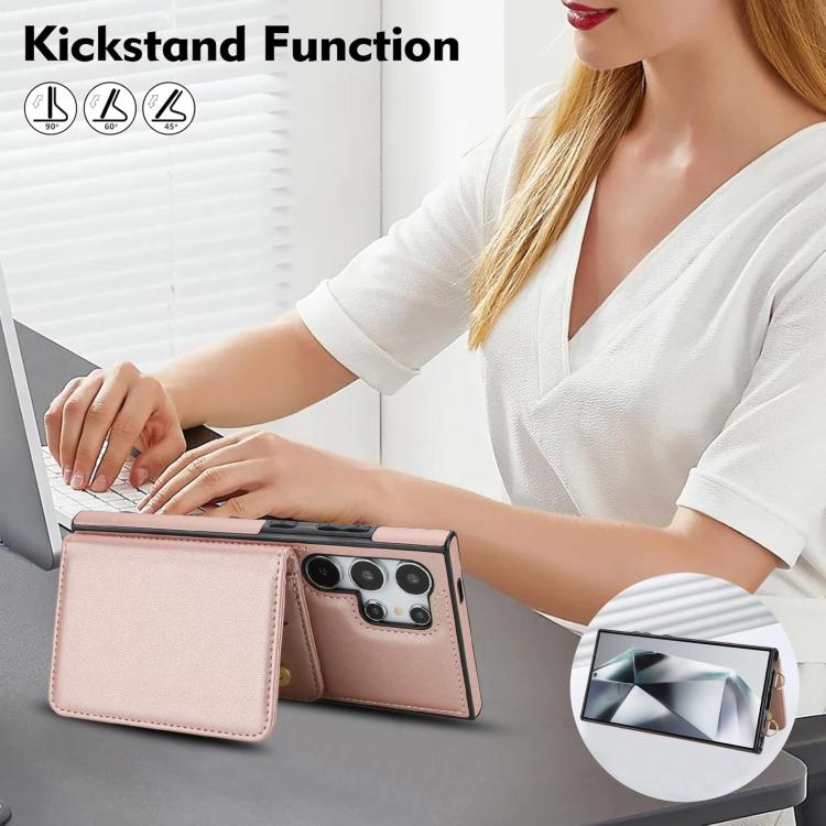 For Samsung Galaxy S24 Ultra 5G Crossbody Dual-buckle Wallet RFID Back Leather Phone Case