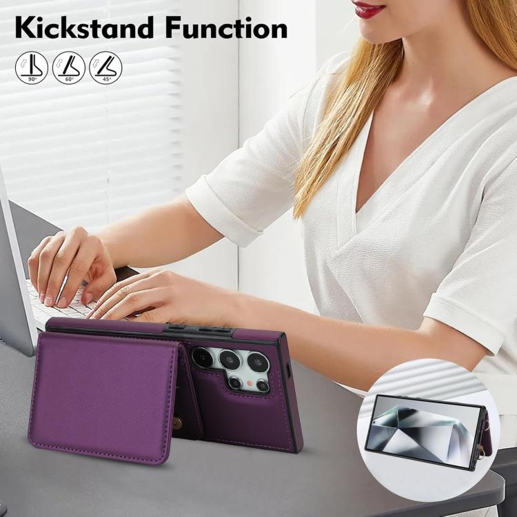 For Samsung Galaxy S24 Ultra 5G Crossbody Dual-buckle Wallet RFID Back Leather Phone Case