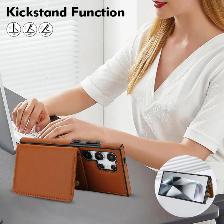 For Samsung Galaxy S24 Ultra 5G Crossbody Dual-buckle Wallet RFID Back Leather Phone Case