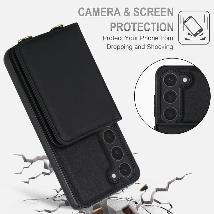 For Samsung Galaxy S25 5G Crossbody Dual-buckle Wallet RFID Back Leather Phone Case