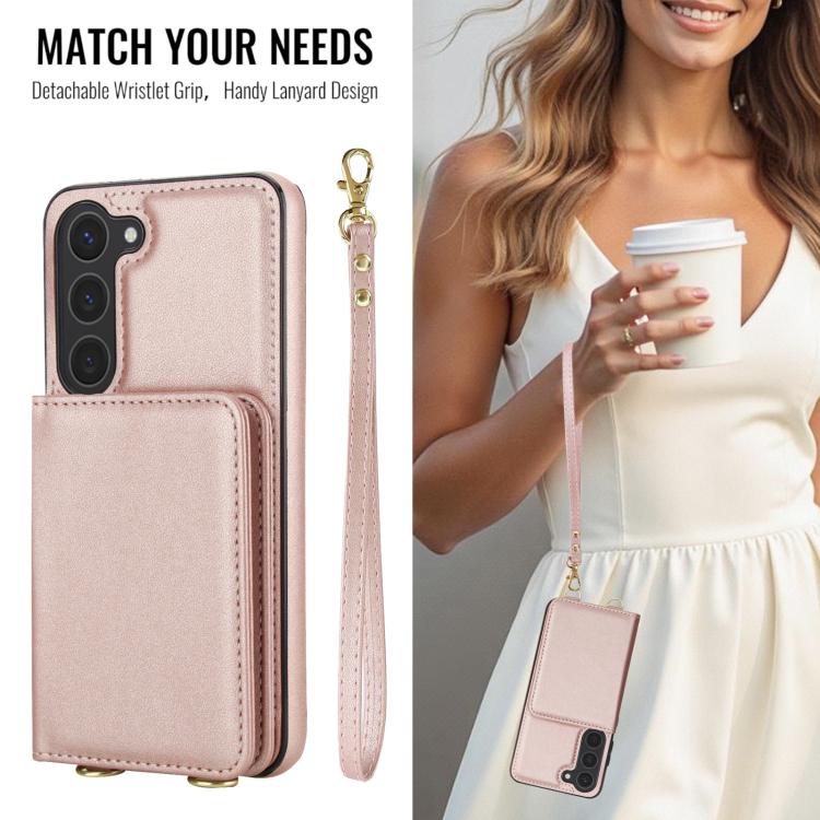 For Samsung Galaxy S25 5G Crossbody Dual-buckle Wallet RFID Back Leather Phone Case