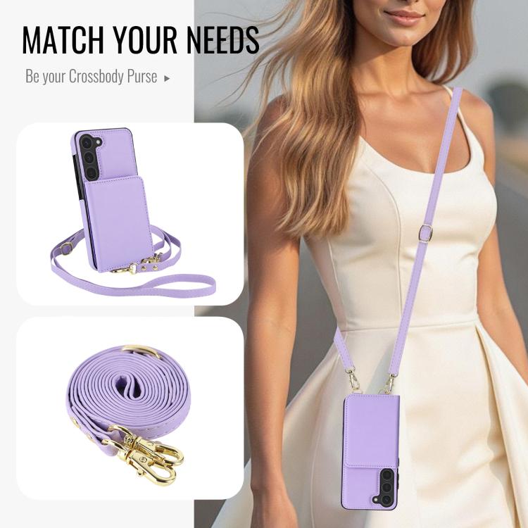 For Samsung Galaxy S25 5G Crossbody Dual-buckle Wallet RFID Back Leather Phone Case
