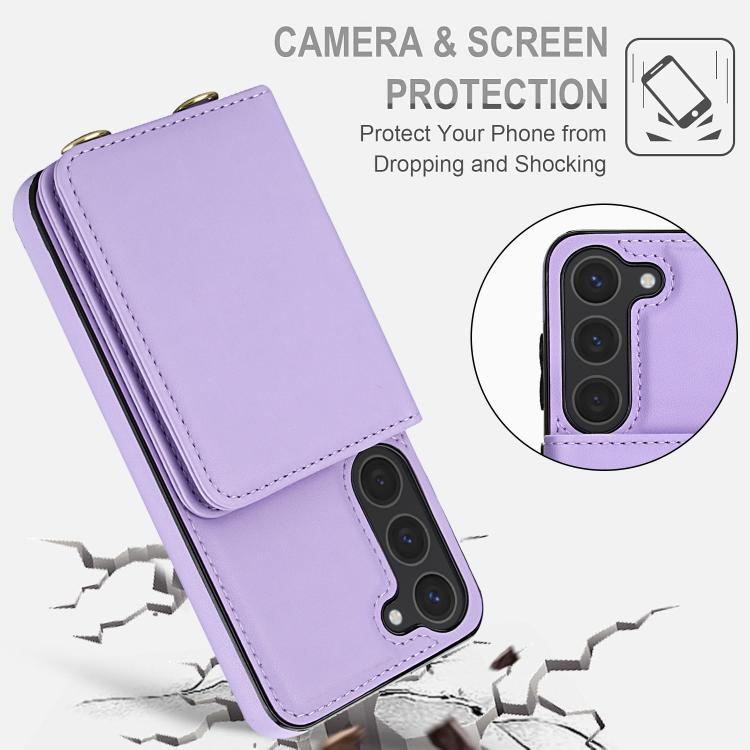 For Samsung Galaxy S25 5G Crossbody Dual-buckle Wallet RFID Back Leather Phone Case