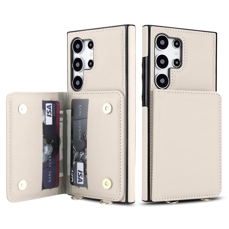 For Samsung Galaxy S25 Ultra 5G Crossbody Dual-buckle Wallet RFID Back Leather Phone Case